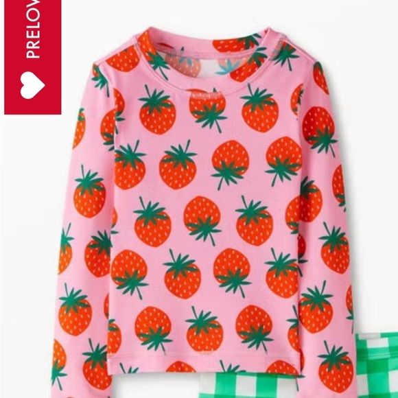 Hannah Anderson girls strawberry rash guard long sleeve swim top size 10 - Picture 6 of 6